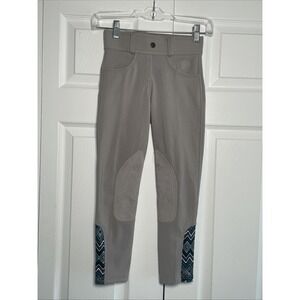 Ovation Endura Riding Tights Kids Girls Size 10 Gray Equestrian Breeches Poly